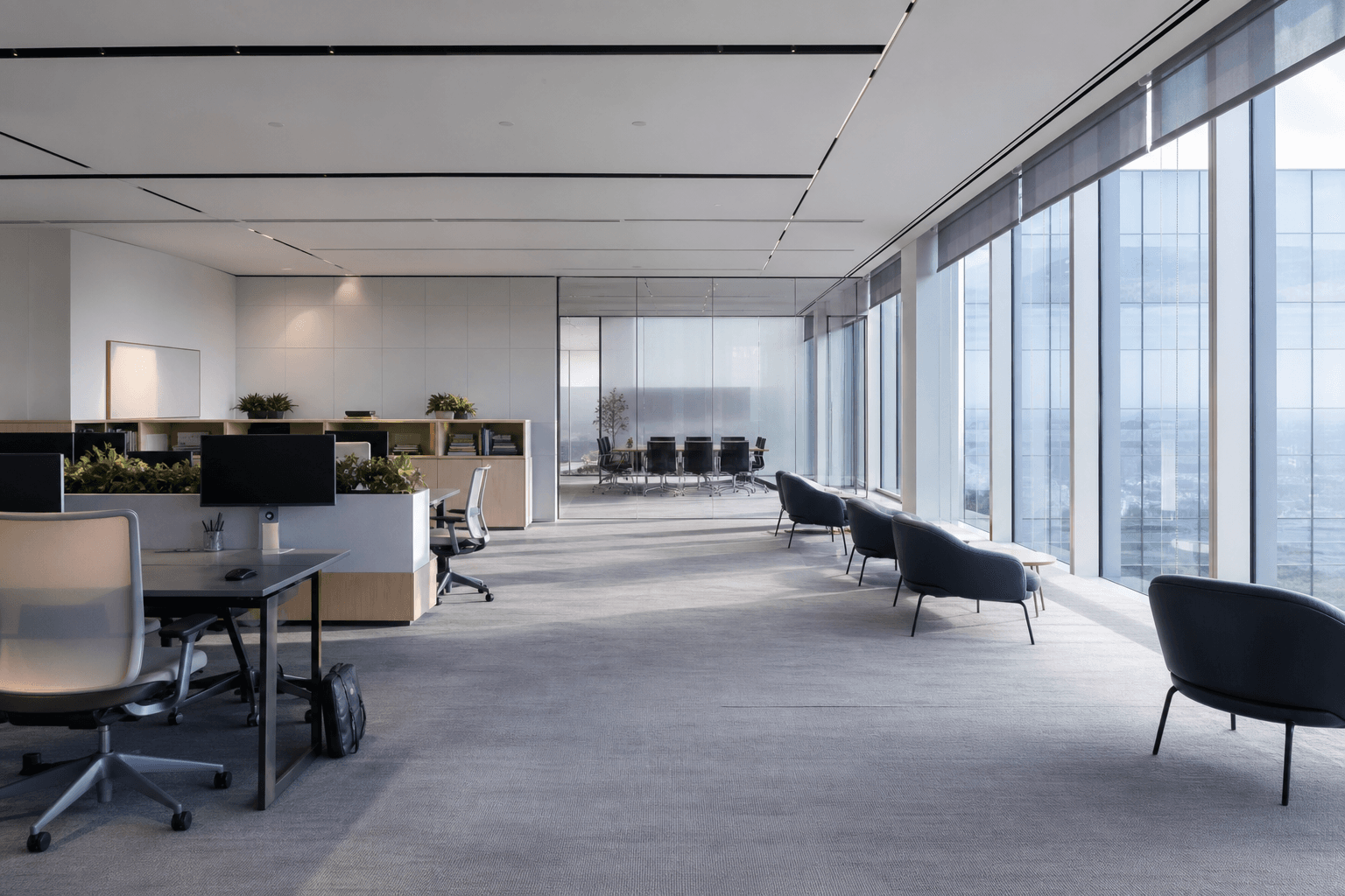 Modern product engineering workspace with soft blue light