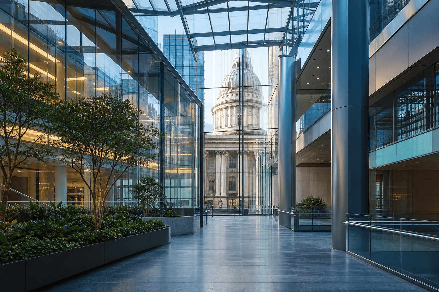 Enterprise atrium connecting modern regulated industry environments